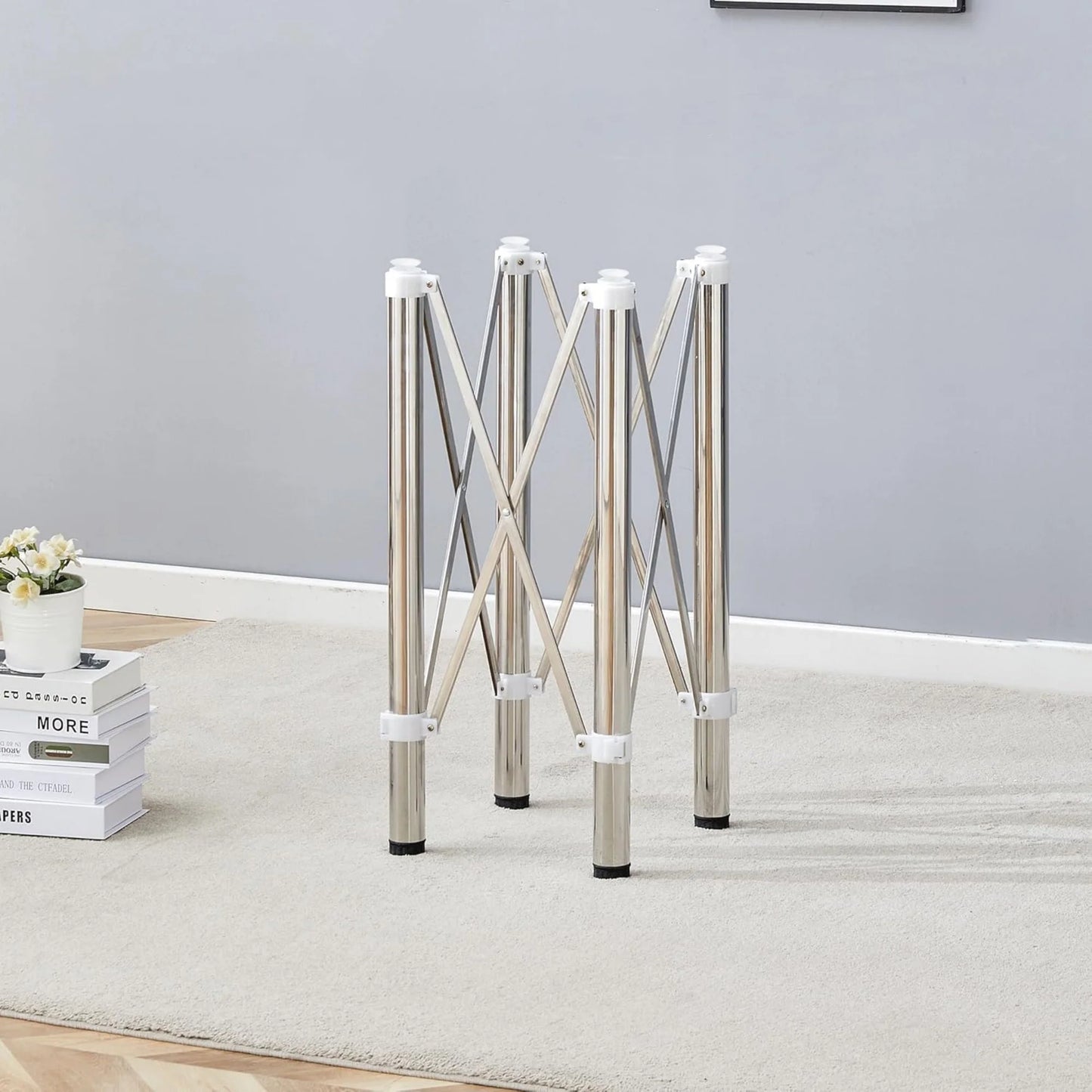 Sudica 28" Adjustable Silver Metal Table Legs,Folds for Space-Saving, Supports Up to 100lbs, Modern Table legs for Tables/Dining Table/Coffee Table