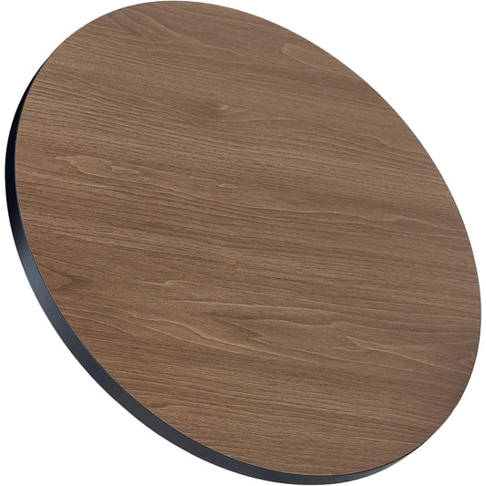 20.08" Round Table Top Wood - Walnut & Black Double Sided, Outdoor Dining Replacement for Restaurants, Cafes, Bars