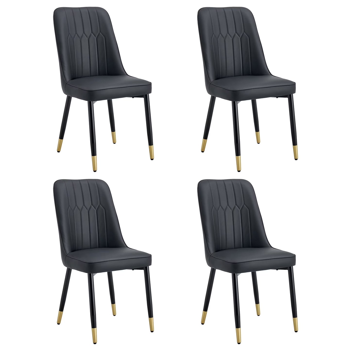 Sudica Modern Dining Chairs Set of 4, Upholstered Kitchen PU Leather Metal Legs Chairs for Dining Room,Black