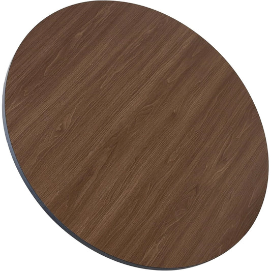 42.13" Round Table Top Wood - Walnut & Black Double Sided, Outdoor Dining Replacement for Restaurants, Cafes, Bars