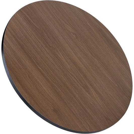 27.95" Round Table Top Wood - Walnut & Black Double Sided, Outdoor Dining Replacement for Restaurants, Cafes, Bars