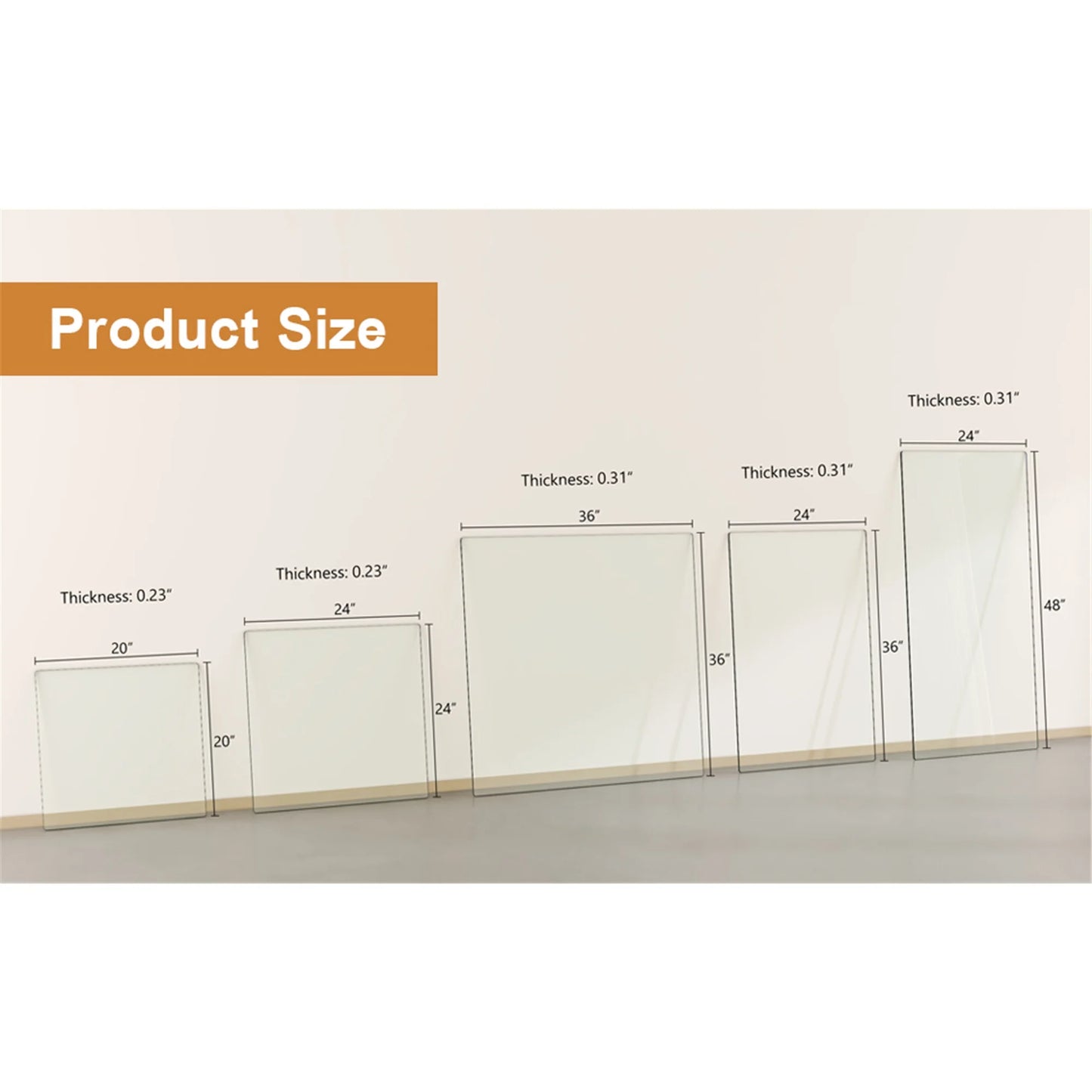 36x36 Inch Square Tempered Glass Table Top, 0.23 Inch Thick Clear Rectangle Tabletop with 6 Anti-Slip Rubber Rings, Replacement for Dining, Kitchen, Patio & Coffee Table