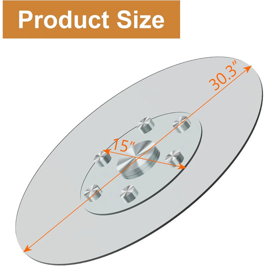 SUDICA 30.3" Transparent Tempered Glass Lazy Susan with Silver Base, Extra Large Rotating Round Dining Turntable