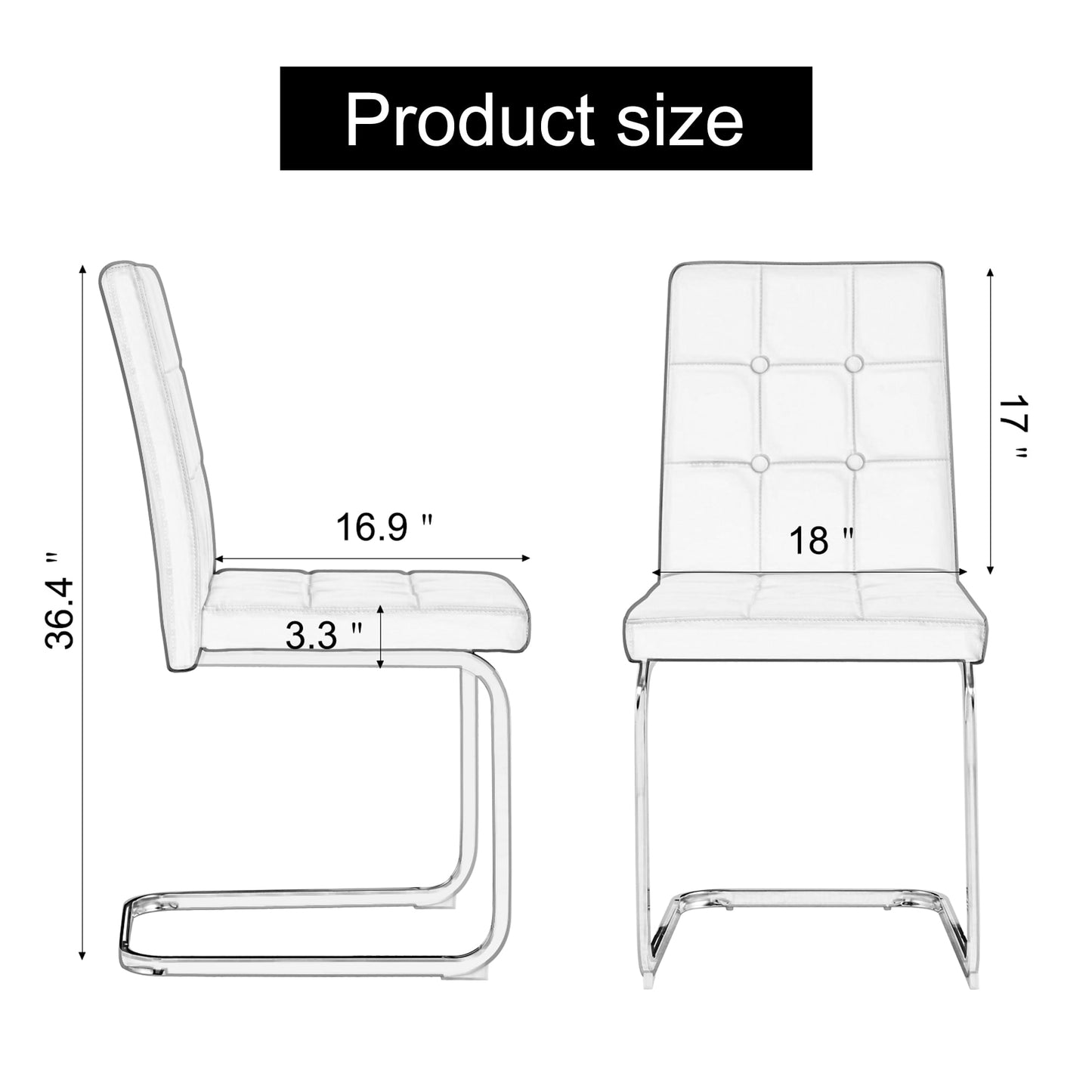Upholstered Tufted Dining Chairs Set of 2 PU Leather Dining Room Chairs with Slat Back for Kitchen, Brown