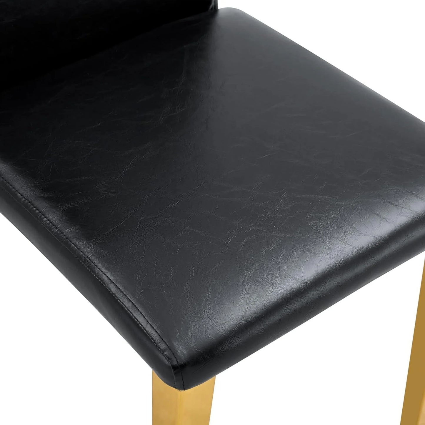 SUDICA Modern Black Faux Leather Dining Chairs Set of 2, Gold Metal Legs for Kitchen