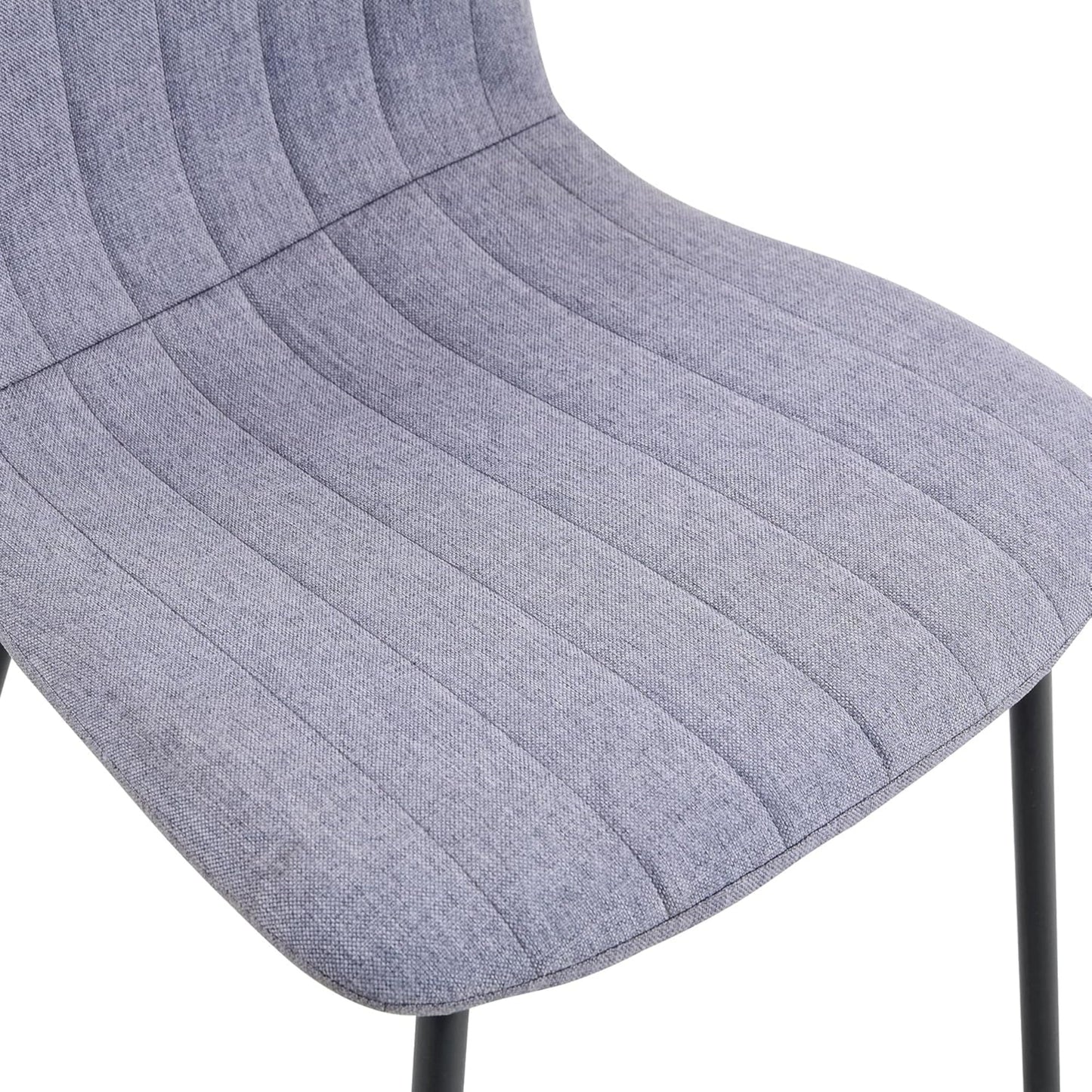 Sudica Dining Chairs Set of 4, Mid-Century Modern Upholstered Retro Linen Chairs with Walnut Bentwood Back and Metal Legs Adjustable Feet for Kitchen Dining Room, Gray Vertical Stripes Linen