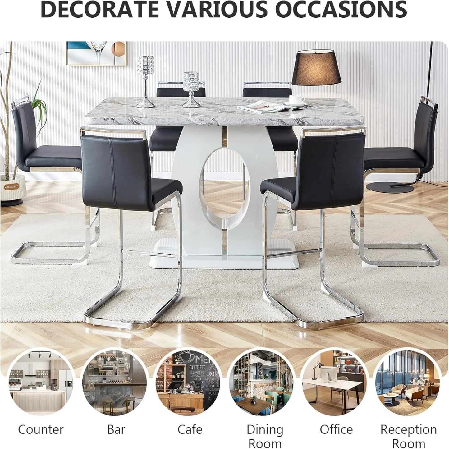 Sudica Counter Height Bar Stools Set of 4,Modern PU Leather Barstools,25 inch Seat Height,Upholstered with Metal Legs,Black