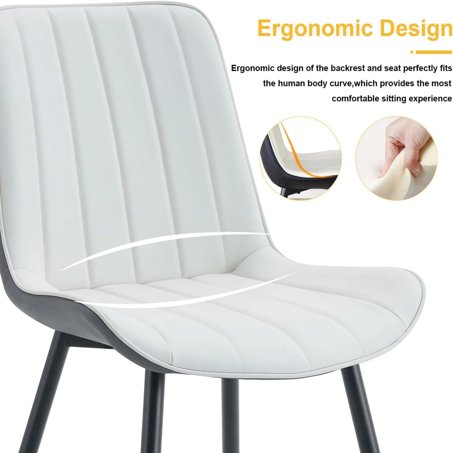 PU Leather Dining Chairs Set of 4, Modern Dining Kitchen Chairs with Cushion Seat Back Metal Legs, Upholstered Chairs for Home Kitchen Restaurant Dining Living Room (Beige)