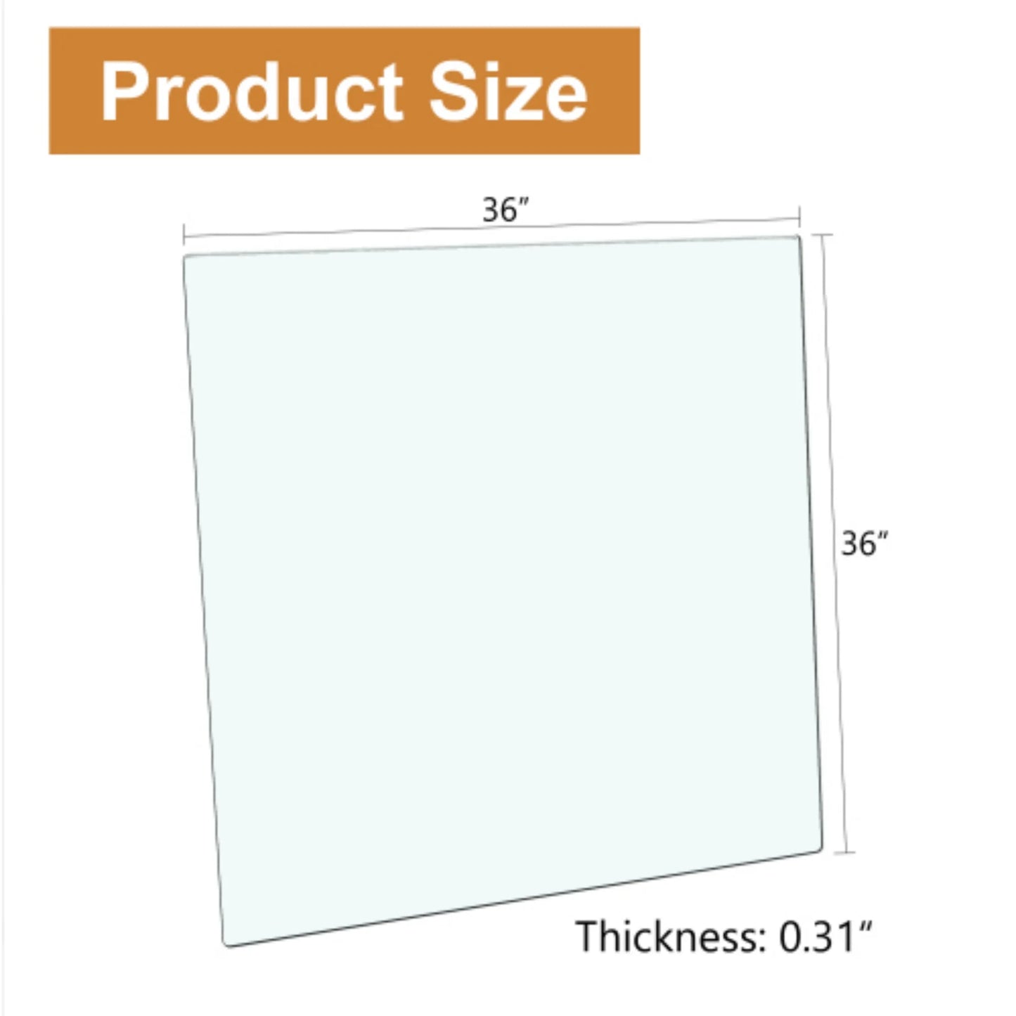 36x36 Inch Square Tempered Glass Table Top, 0.23 Inch Thick Clear Rectangle Tabletop with 6 Anti-Slip Rubber Rings, Replacement for Dining, Kitchen, Patio & Coffee Table