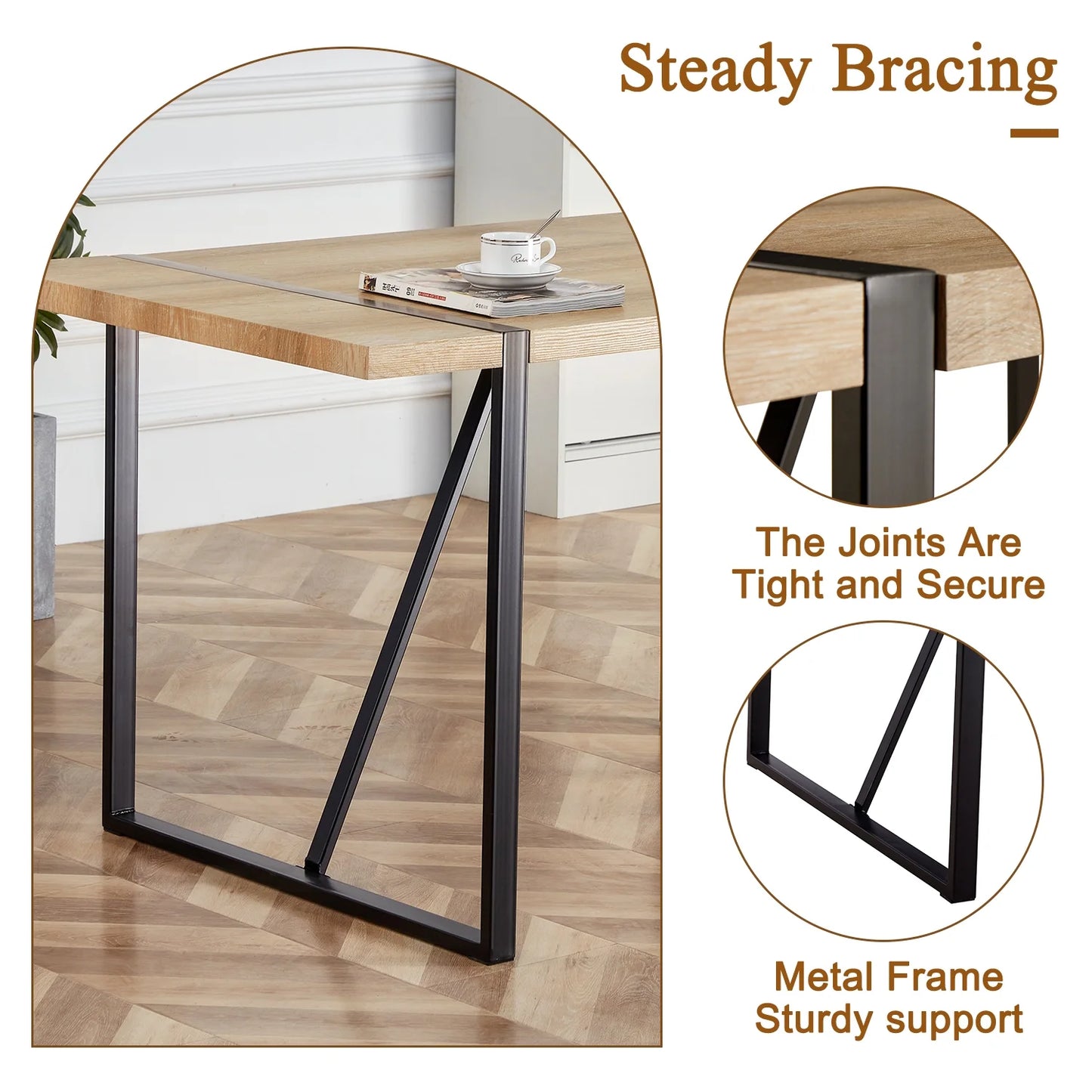 Sudica 5-Piece Rectangular Dining Set,Mid-Century Modern Table and 4 Chairs for Dining Room,Living Room,or Kitchen ,Brown