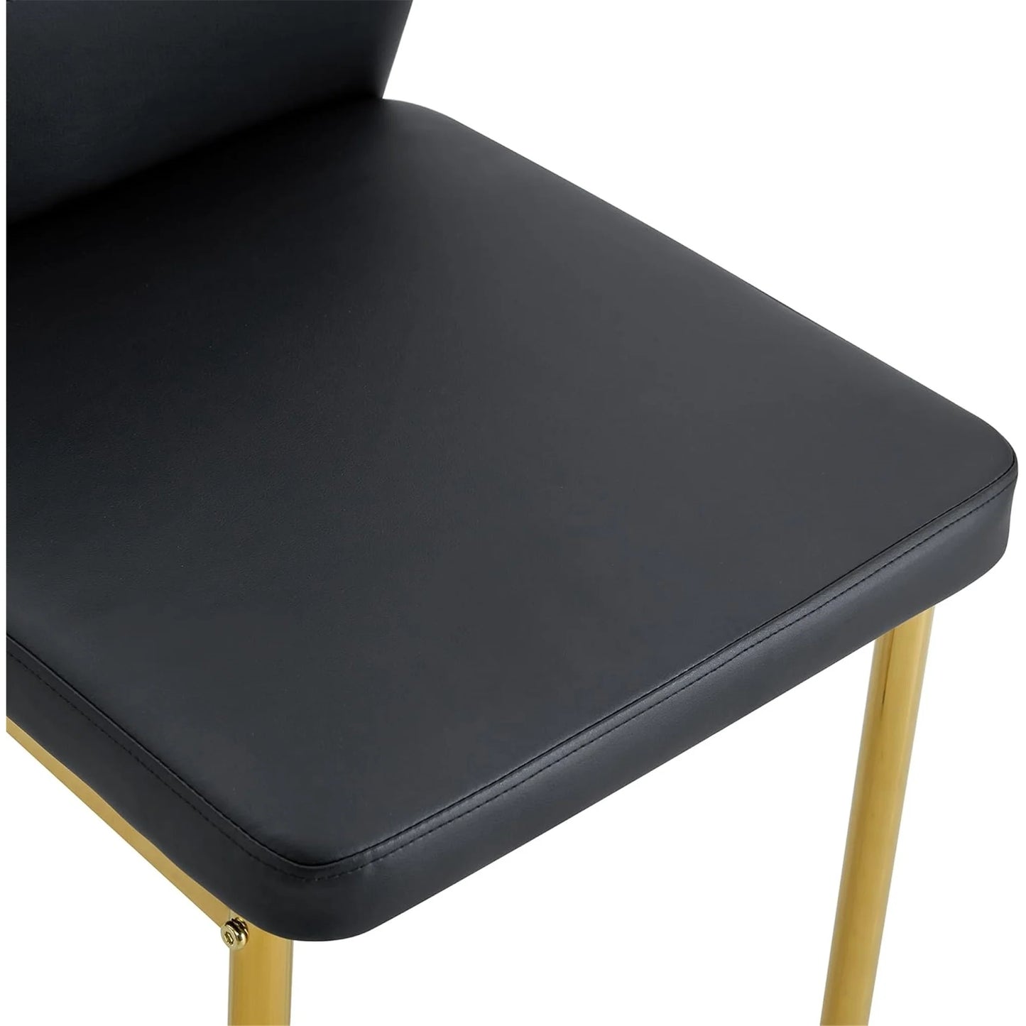 36" Glass Dining Table Set for 4, 5-Piece Round Kitchen Table with Ring-Shaped Metal Legs and 4 Upholstered Chairs, Glass Kitchen Table and Chairs Set (Black-Gold)