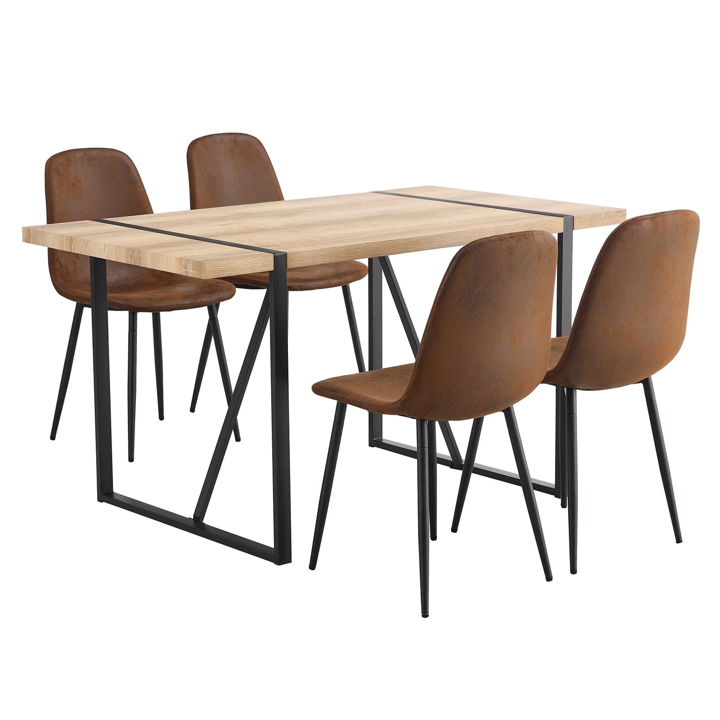 Sudica 5-Piece Rectangular Dining Set,Mid-Century Modern Table and 4 Chairs for Dining Room,Living Room,or Kitchen ,Brown