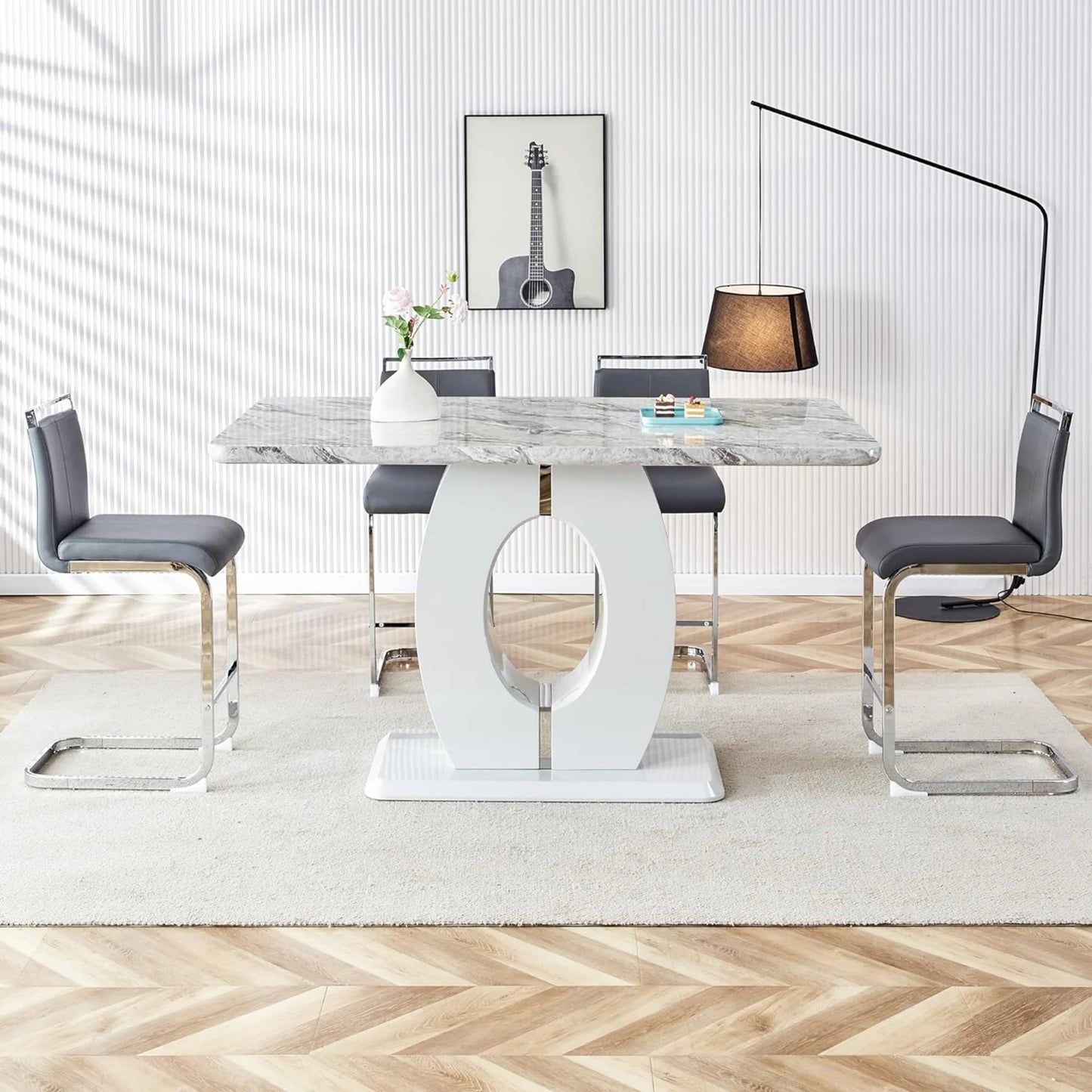 Sudica Counter Height Bar Stools Set of 4,Modern PU Leather Barstools,25 inch Seat Height,Upholstered with Metal Legs,Dark Gray