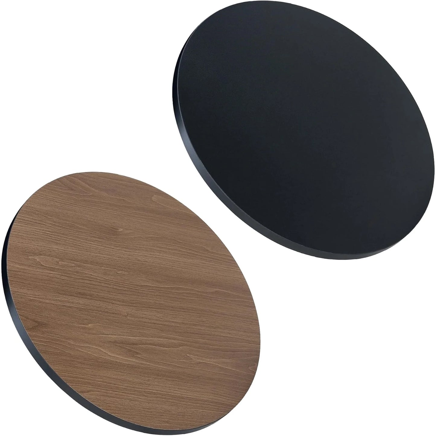 20.08" Round Table Top Wood - Walnut & Black Double Sided, Outdoor Dining Replacement for Restaurants, Cafes, Bars