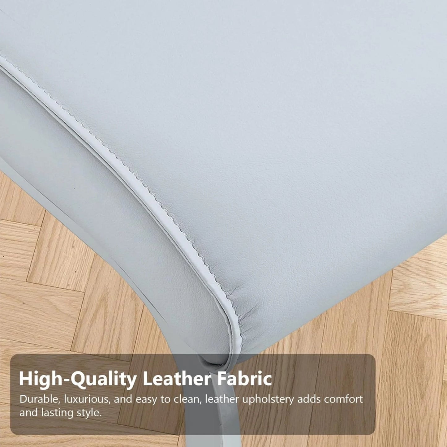 Sudica Modern Dining Chairs Set of 4, Light Grey PU Leather, High Back Upholstered, Kitchen/Living Room