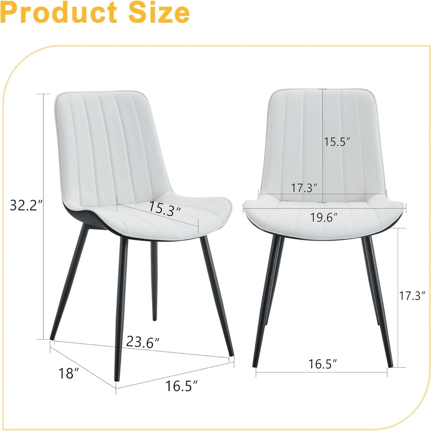 PU Leather Dining Chairs Set of 4, Modern Dining Kitchen Chairs with Cushion Seat Back Metal Legs, Upholstered Chairs for Home Kitchen Restaurant Dining Living Room (Beige)