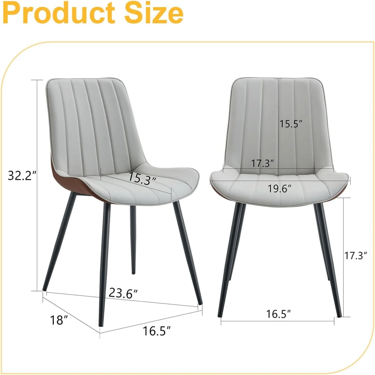PU Leather Dining Chairs Set of 4, Modern Dining Kitchen Chairs with Cushion Seat Back Metal Legs, Upholstered Chairs for Home Kitchen Restaurant Dining Living Room (Beige)
