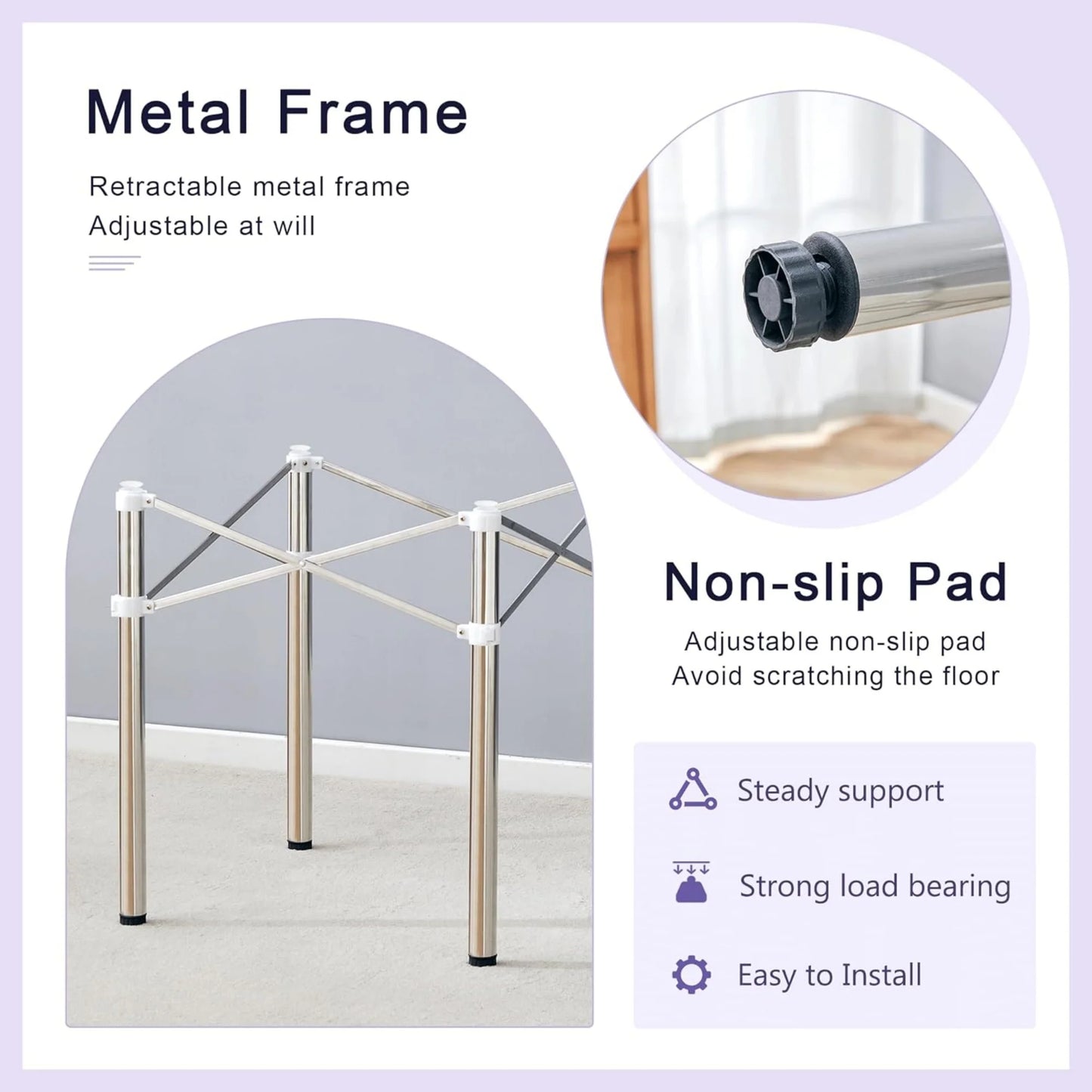 Sudica 28" Adjustable Silver Metal Table Legs,Folds for Space-Saving, Supports Up to 100lbs, Modern Table legs for Tables/Dining Table/Coffee Table