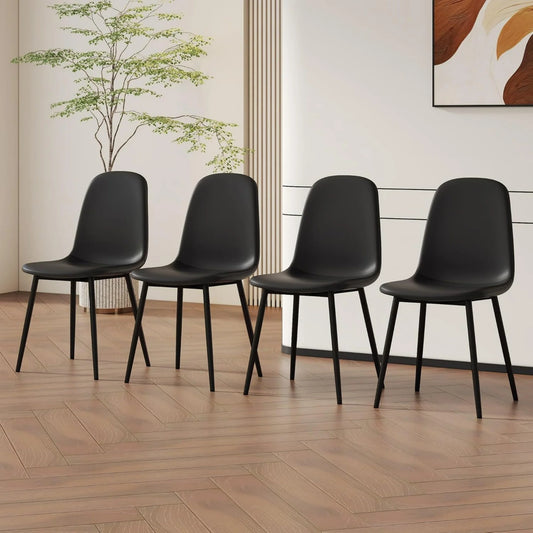 SUDICA Modern Black Dining Chairs Set of 4 PU Upholstered Side Chairs Kitchen