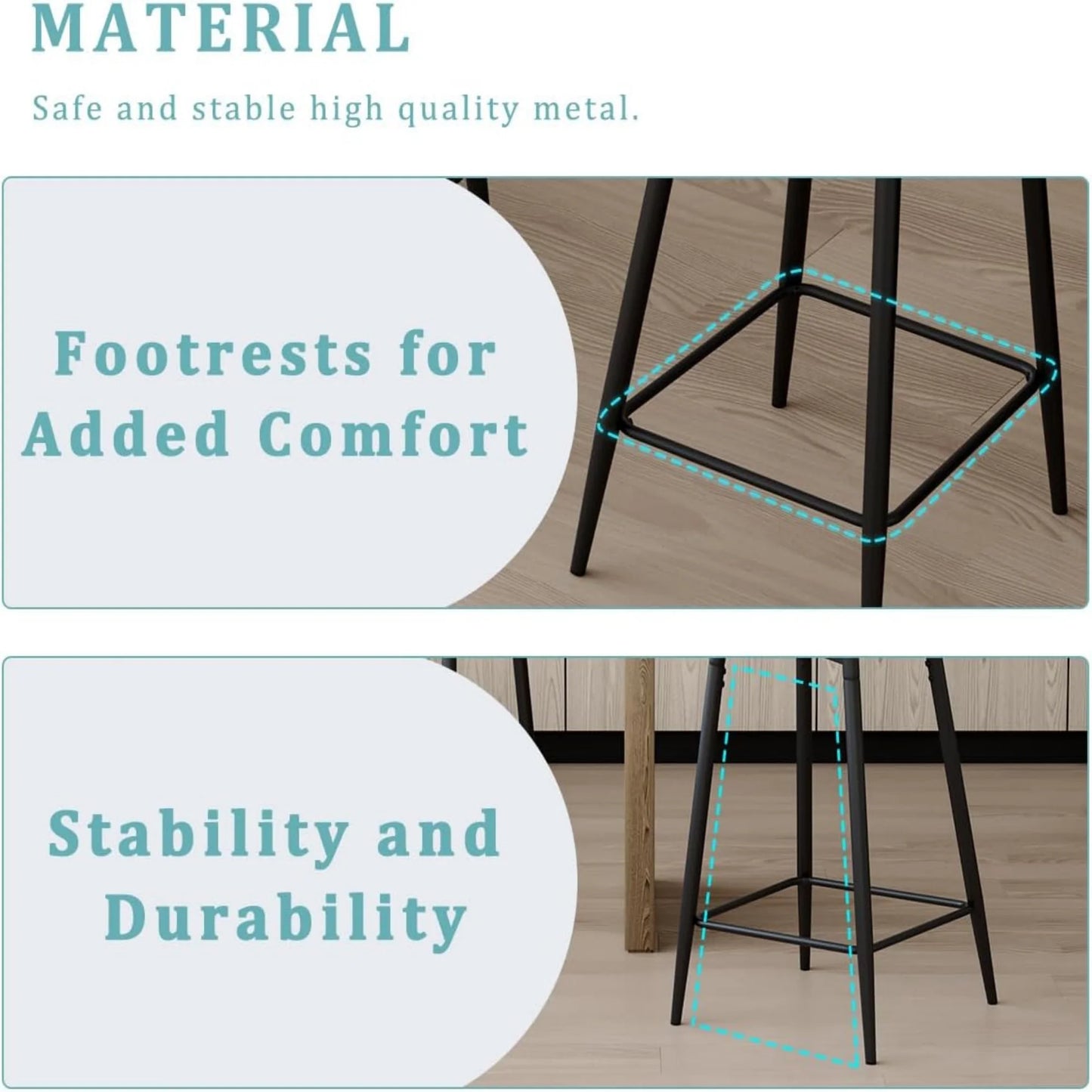 SUDICA Clear Acrylic Counter Height Bar Stools Set of 2 with Black Powder‑Coated Metal Frame