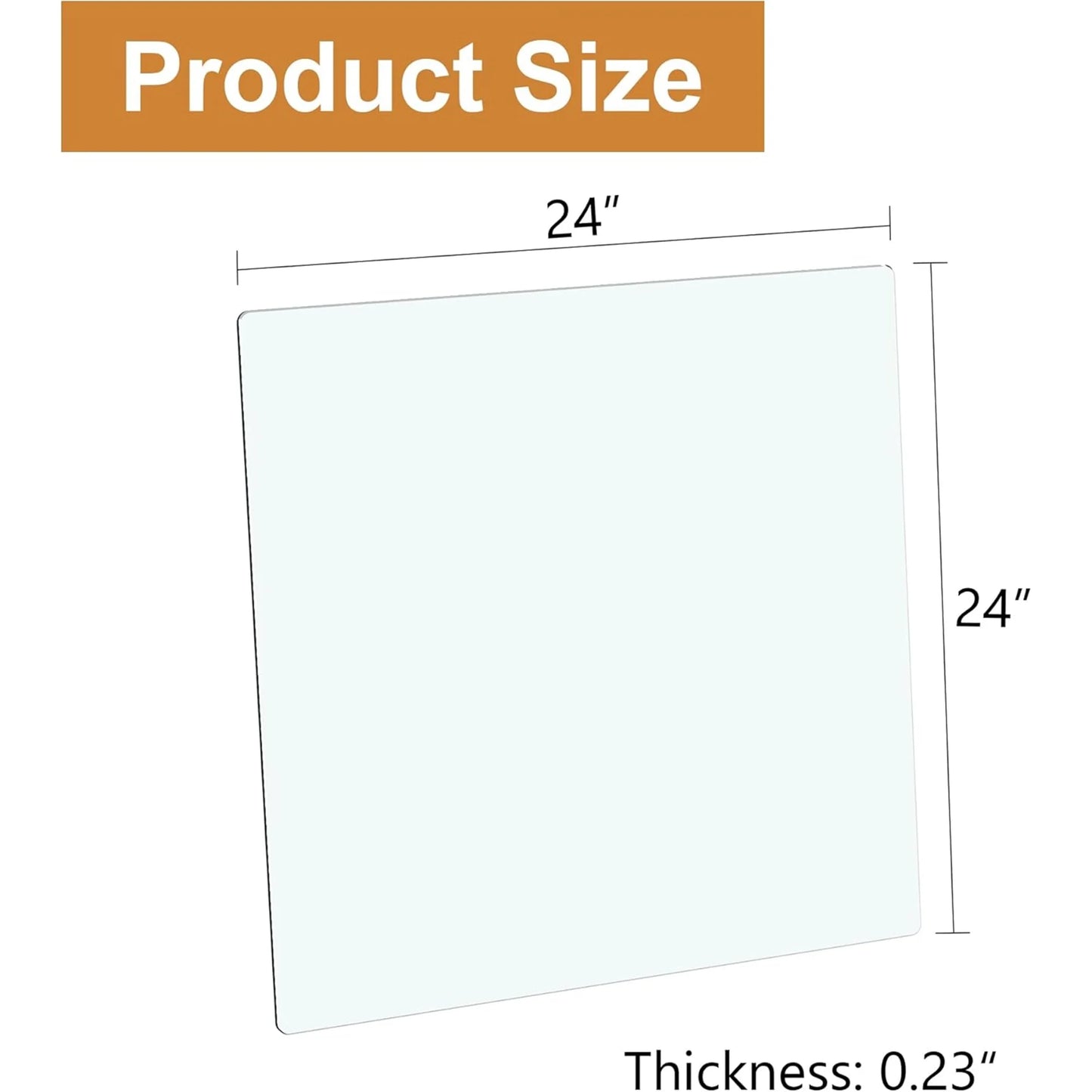 24x24 Inch Square Tempered Glass Table Top, 0.23 Inch Thick Clear Rectangle Tabletop with 6 Anti-Slip Rubber Rings, Replacement for Dining, Kitchen, Patio & Coffee Table