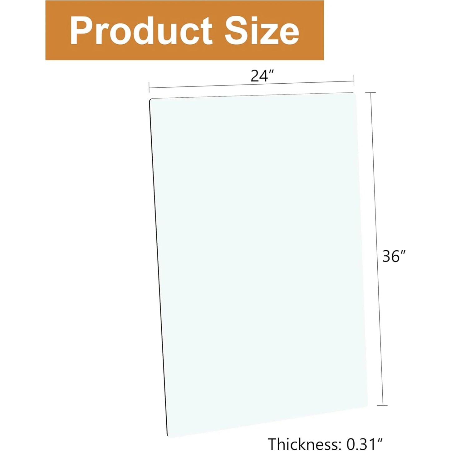 24x36 Inch Rectangle Tempered Glass Table Top, 0.31 Inch Thick Clear Square Tabletop with 6 Anti-Slip Rubber Rings, Replacement for Dining, Kitchen, Patio & Coffee Table