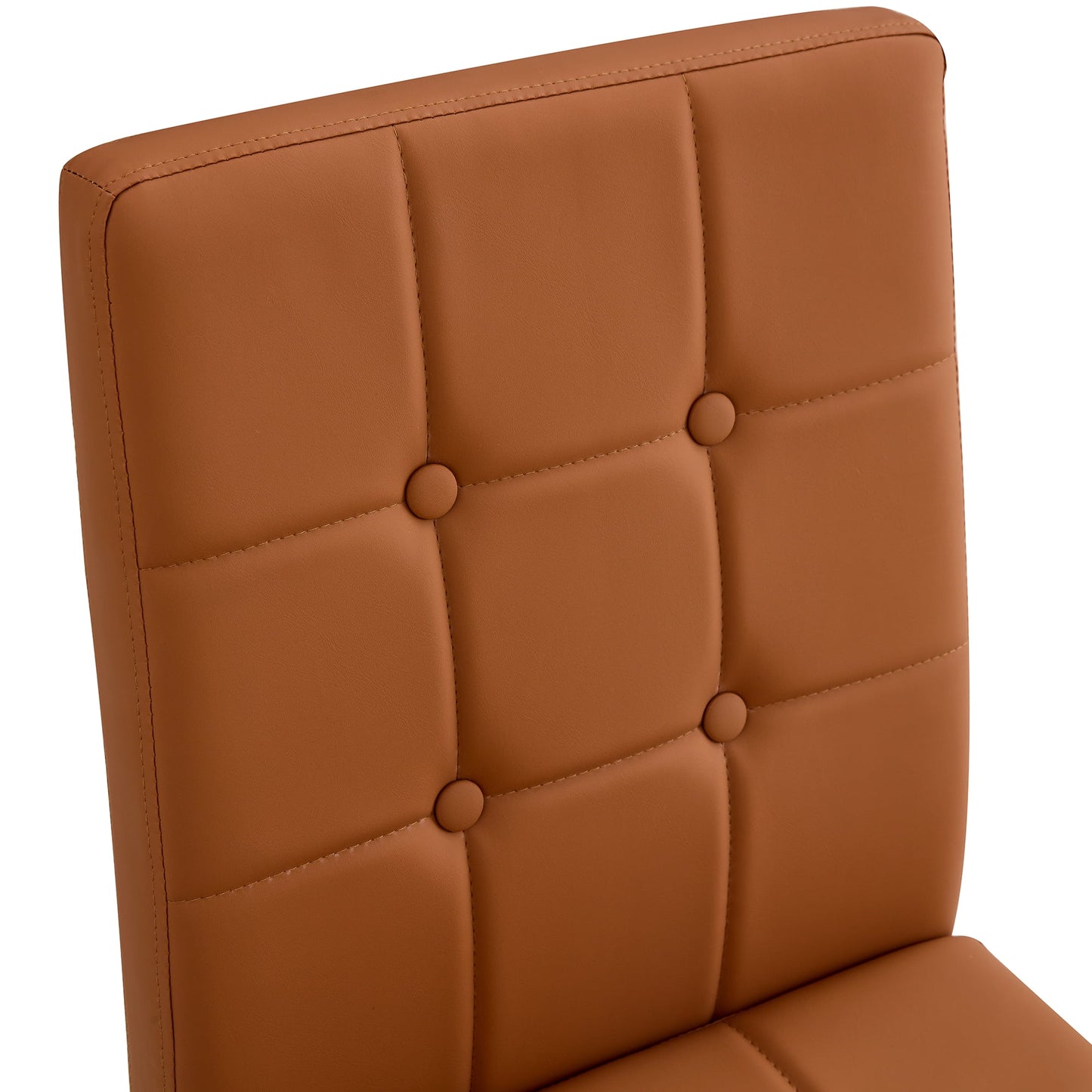 Upholstered Tufted Dining Chairs Set of 2 PU Leather Dining Room Chairs with Slat Back for Kitchen, Brown