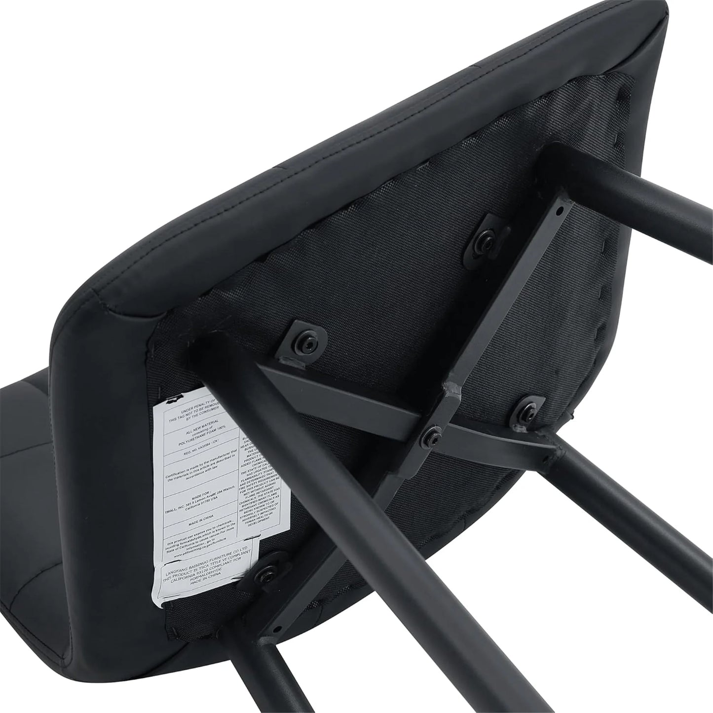 SUDICA 24.4" Counter Height Bar Stools, Black PU Leather, Metal Legs, Set of 2