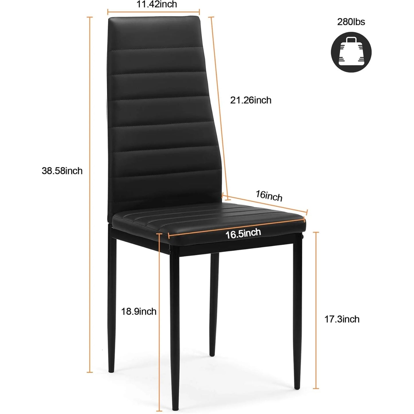 IANIYA Modern Dining Chairs Set of 4, Side Dining Room Chairs with Faux PU Leather Padded & High Back, Kitchen Chairs for Dining Room, Living Room, Apartment, Small Space