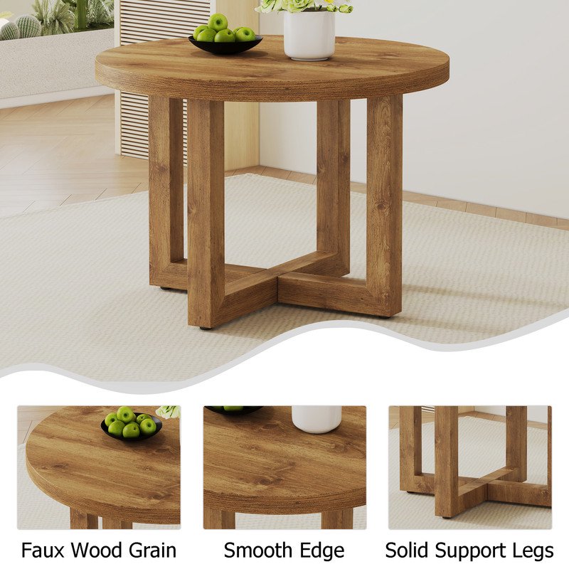 Modern and Practical Circular Dining Table.Sudica 42 inch Coffee Table with Wooden Tabletop for Living Room and Bedroom