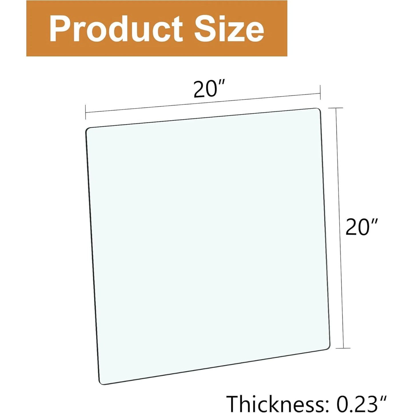 20x20 Inch Square Tempered Glass Table Top, 0.23 Inch Thick Clear Rectangle Tabletop with 6 Anti-Slip Rubber Rings, Replacement for Dining, Kitchen, Patio & Coffee Table