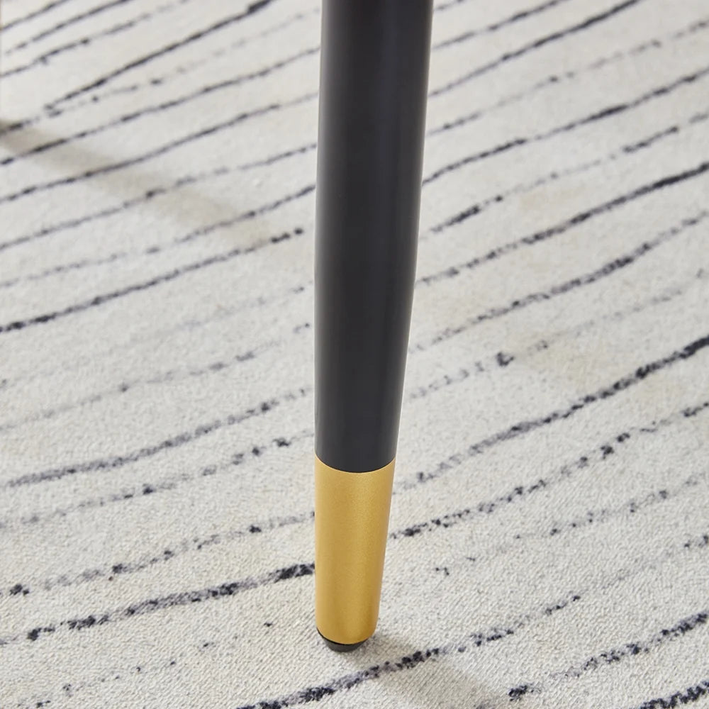 SUDICA Modern Upholstered Dining Chairs Set of 2, Light Gray PU Leather Seats with Black and Gold Metal Legs for Kitchen and Dining Room