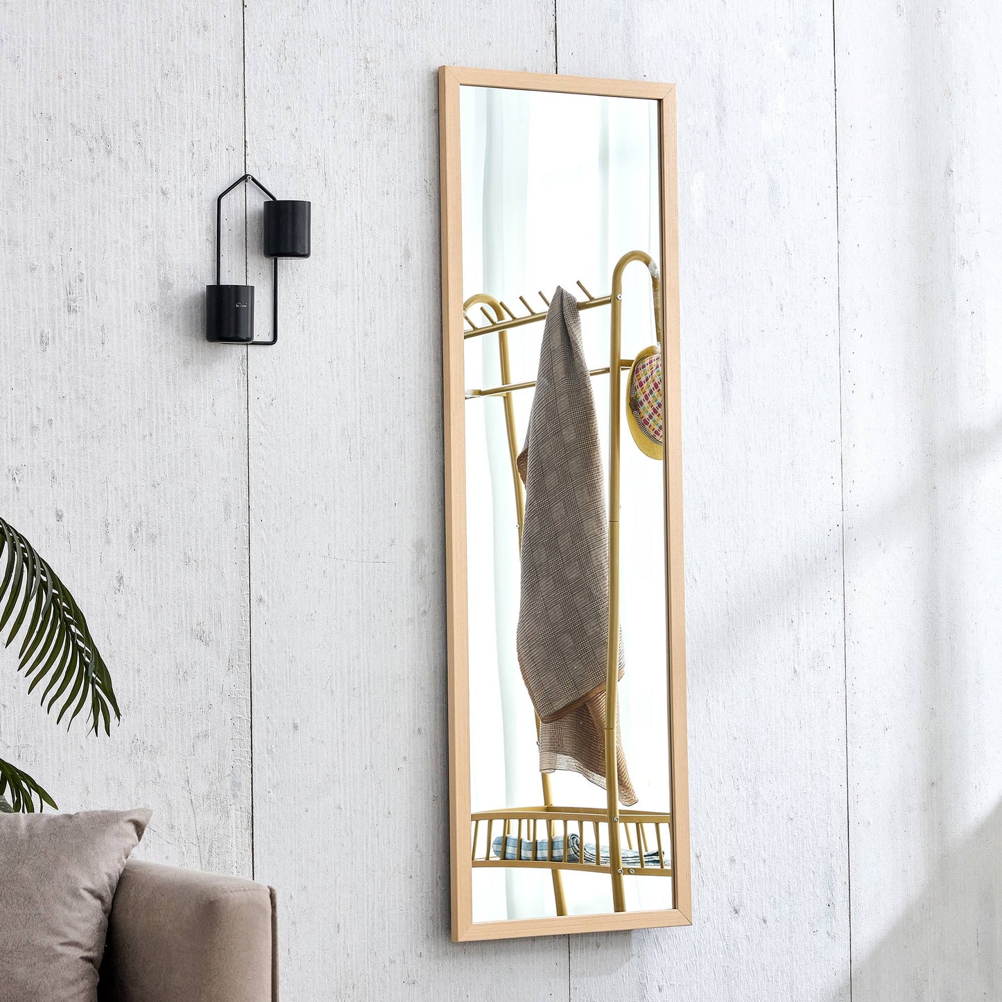 Wood Floor Mirror, 58"x 18" Sudica Thick Wooden Frame Full Body Mirror with Stand, Wall Mirror for Living Room, Wood
