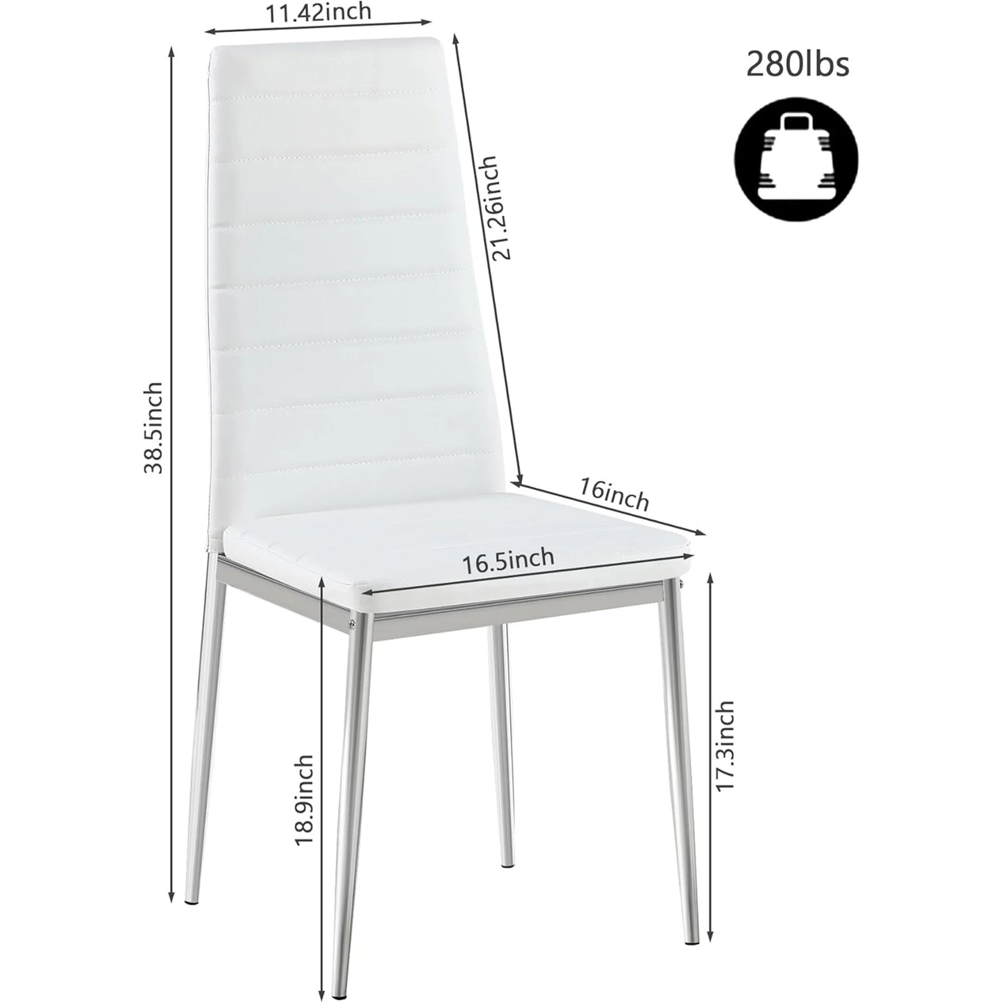 IANIYA Modern Dining Chairs Set of 4, White Side Dining Room Chairs with Faux PU Leather Padded & High Back, Kitchen Chairs for Dining Room, Living Room, Apartment, Small Space