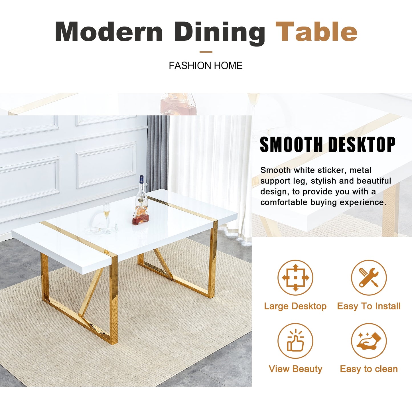 Sudica Marble Dining Set for 8, 71" Rectangular Marble Table with Upholstered Dining Room Chairs,Light Gray