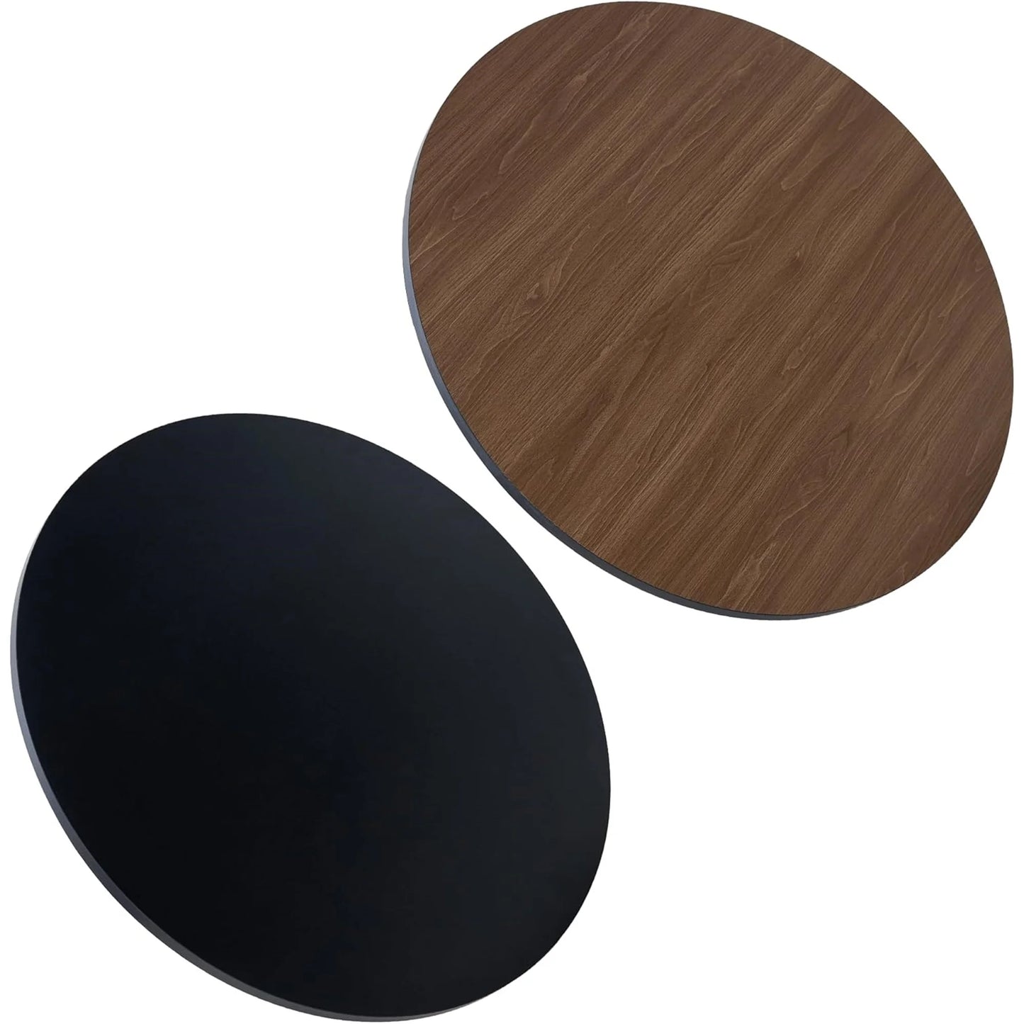 39.76" Round Table Top Wood - Walnut & Black Double Sided, Outdoor Dining Replacement for Restaurants, Cafes, Bars
