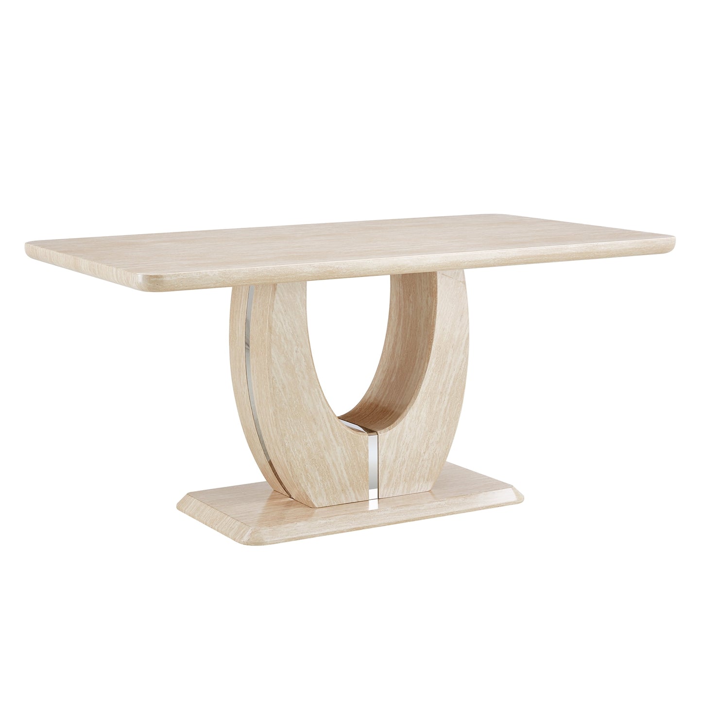 Sudica 63" Marble Dining Table for 6 Yellow Faux Marble Dining Room MDF Table with U-Shaped Support