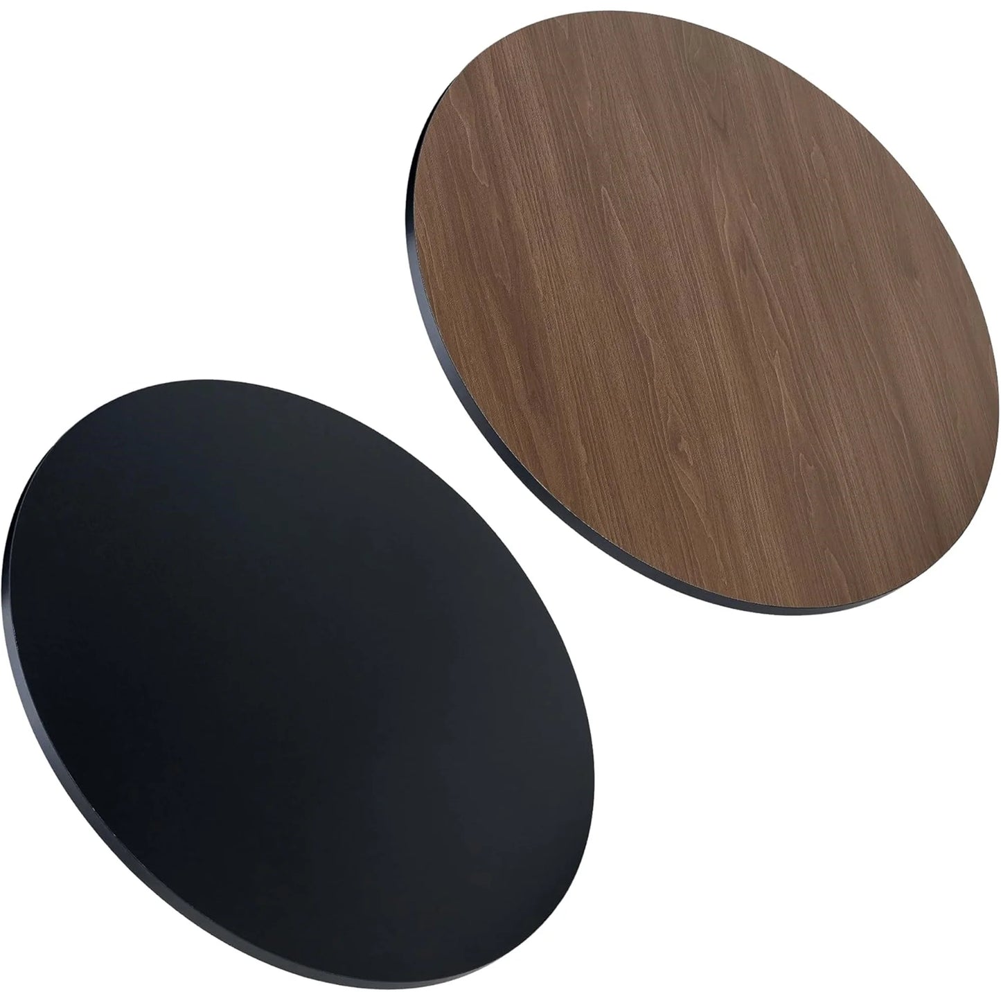 29.92" Round Table Top Wood - Walnut & Black Double Sided, Outdoor Dining Replacement for Restaurants, Cafes, Bars