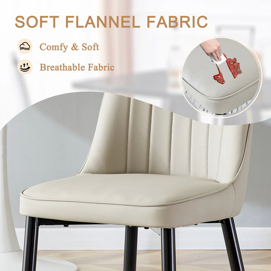 SUDICA Modern Upholstered Dining Chairs Set of 2, Light Gray PU Leather Seats with Black and Gold Metal Legs for Kitchen and Dining Room