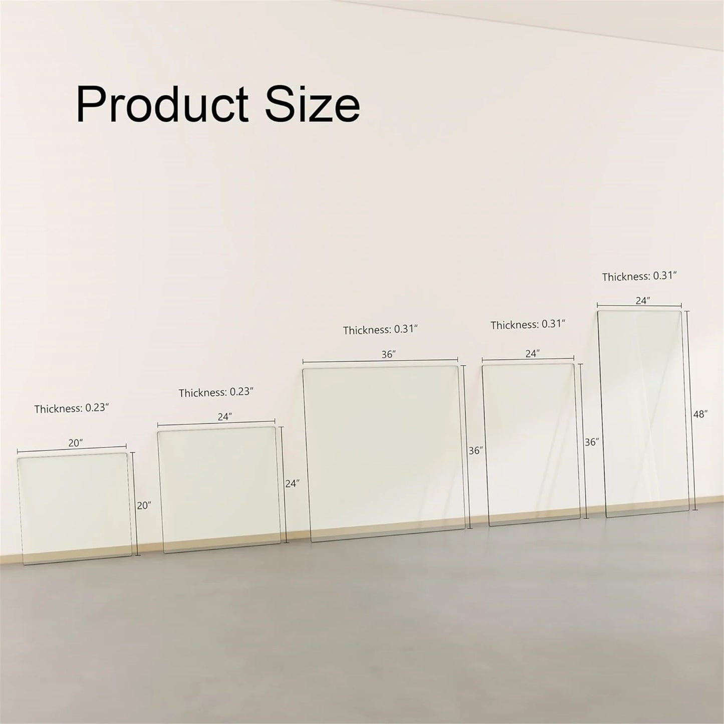 24x48 Inch Rectangle Tempered Glass Table Top, 0.31 Inch Thick Clear Square Tabletop with 6 Anti-Slip Rubber Rings, Replacement for Dining, Kitchen, Patio & Coffee Table
