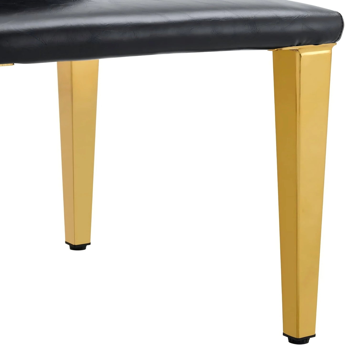 SUDICA Modern Black Faux Leather Dining Chairs Set of 2, Gold Metal Legs for Kitchen