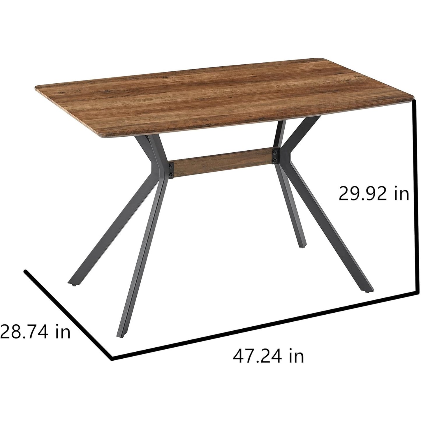 47" Wood Dining Table, Simple Modern Kitchen Table with Wooden Tabletop&Black Metal Transfer Legs, Office Table for Dining Room, Kitchen, Perfect for Apartment