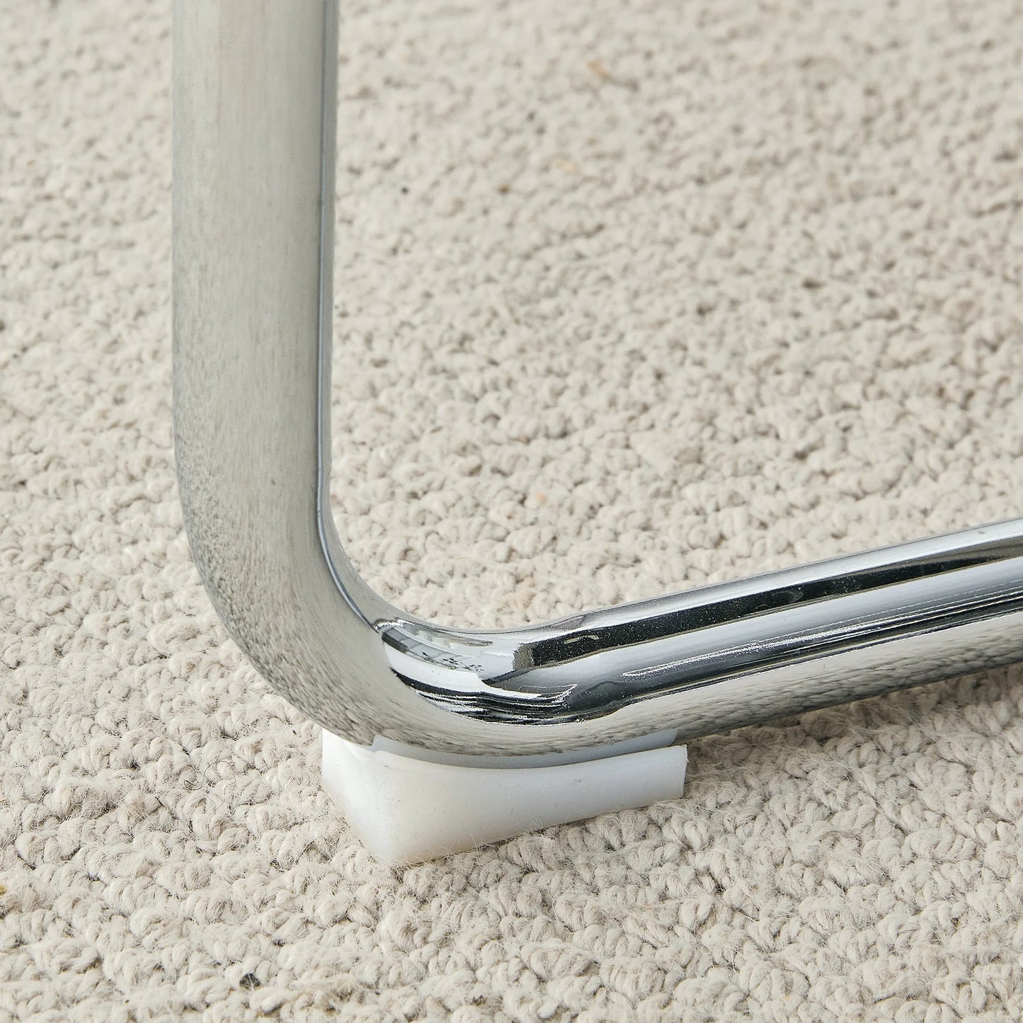 Sudica Upholstered Dining Chairs Set of 4 PU Leather Dining Room Chair with Silver Metal Legs，Light Gray