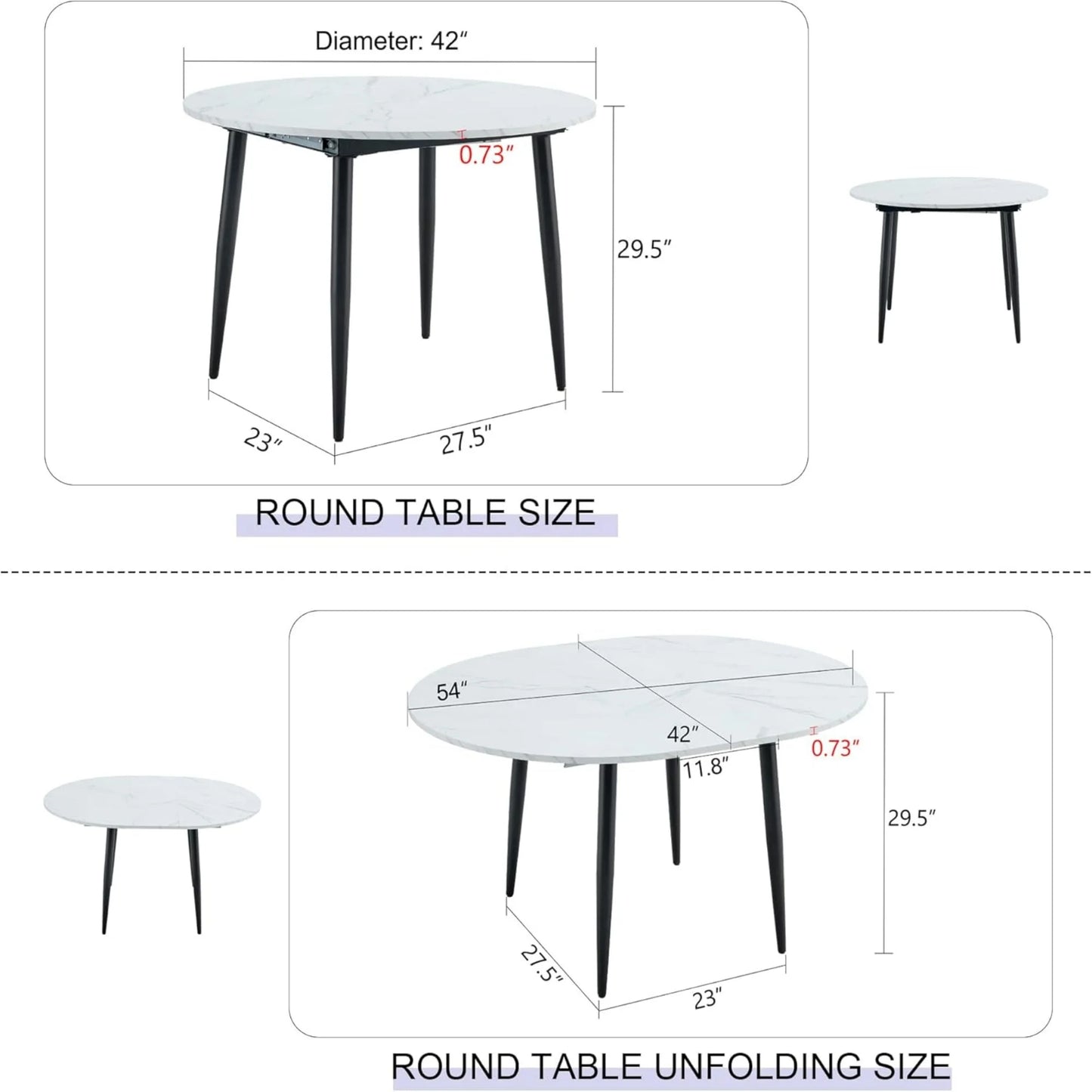Extendable Kitchen Table, Modern Farmhouse Dining Table, Extendable Dining Room Table, Expandable Conference Table, Round Mid-Century Modern Dining Table, for Small Space, Dining Room (Wood)