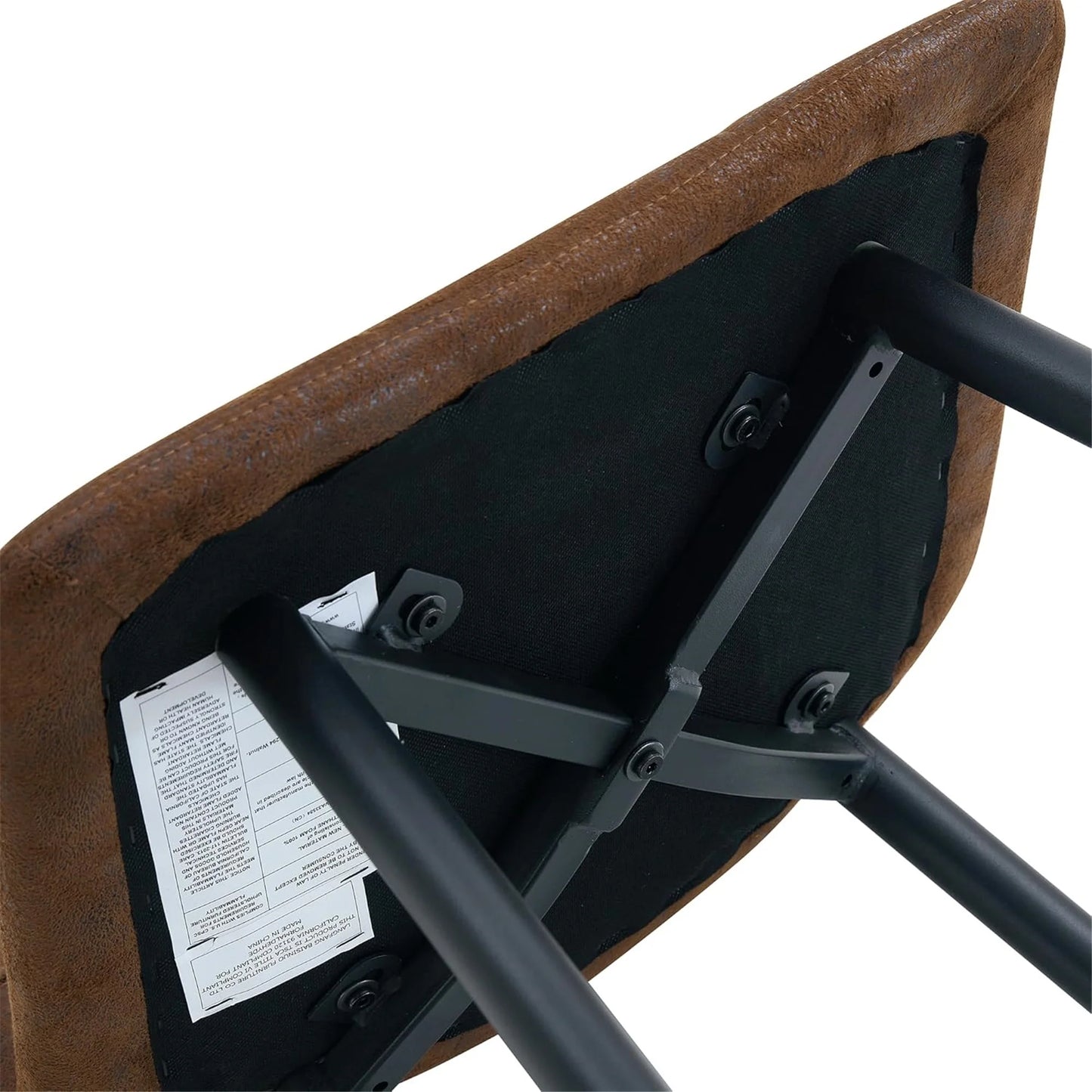 SUDICA 24.4" Counter Height Bar Stools, Brown PU Leather, Metal Legs, Set of 2