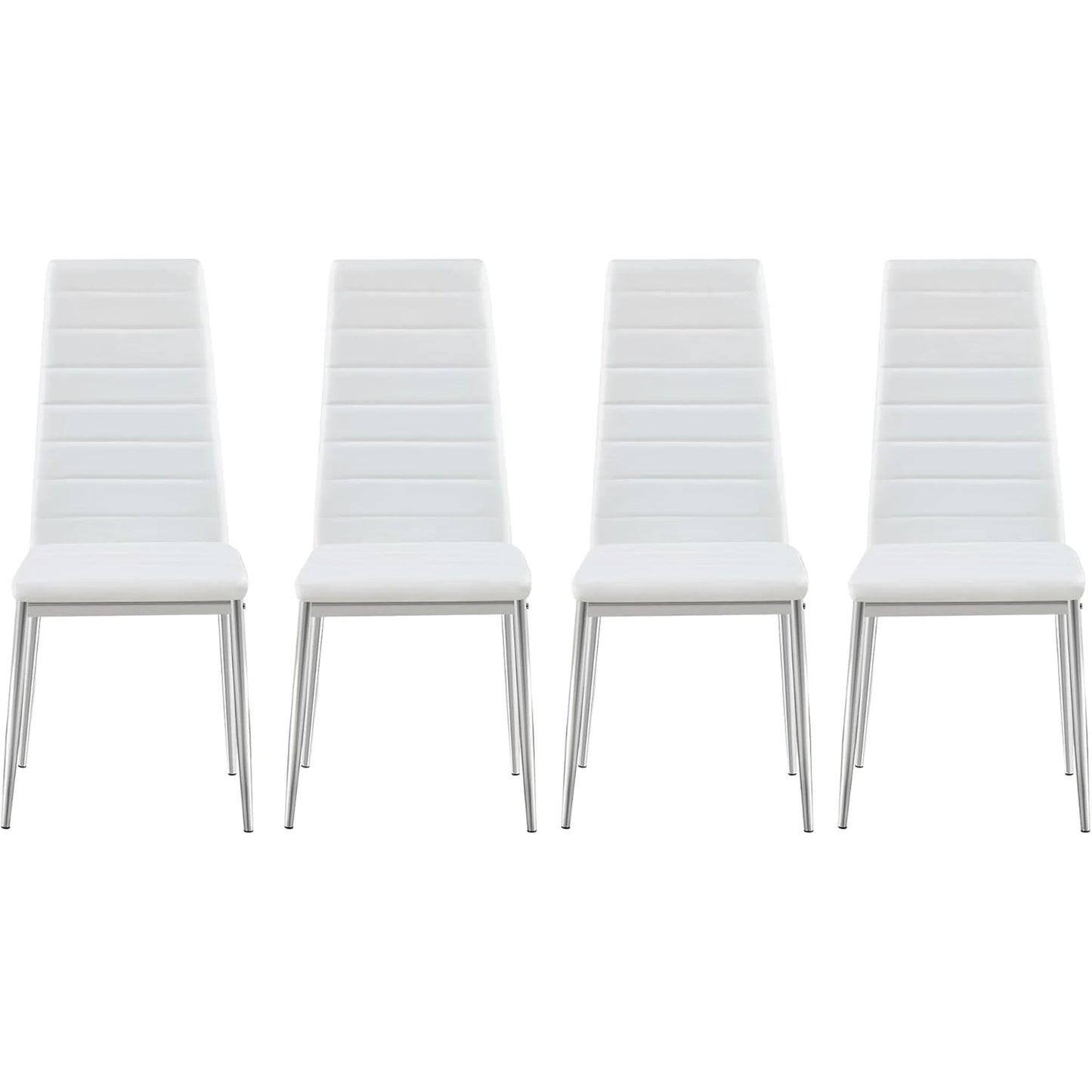 IANIYA Modern Dining Chairs Set of 4, White Side Dining Room Chairs with Faux PU Leather Padded & High Back, Kitchen Chairs for Dining Room, Living Room, Apartment, Small Space