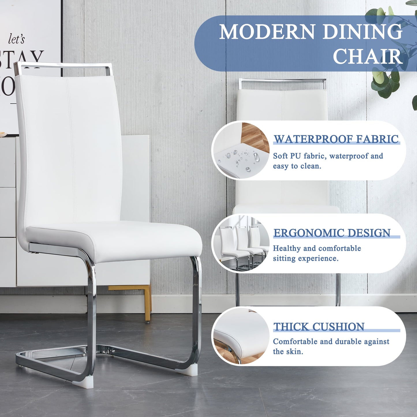 Sudica Dining Table Set for 8, 78" Faux Marble Dining Table with Leather Kitchen Chairs for Dining Room,White
