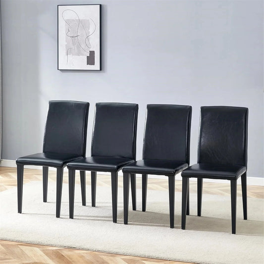 SUDICA Black Faux Leather Parsons Chairs Set of 4, Metal Legs for Kitchen or Dining Room