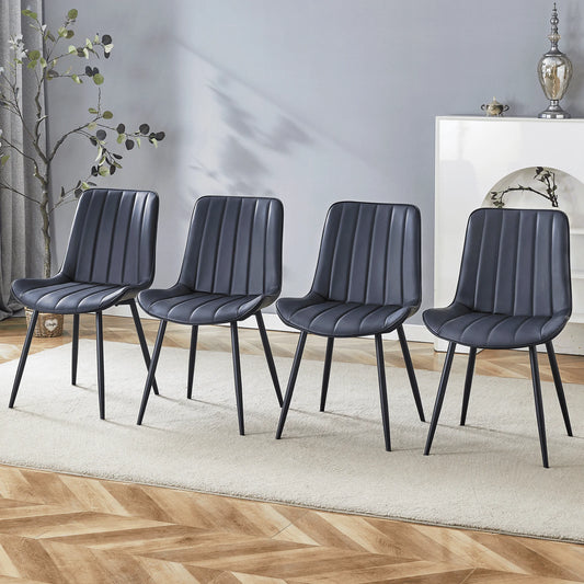 PU Leather Dining Chairs Set of 4, Modern Dining Kitchen Chairs with Cushion Seat Back   Metal Legs, Upholstered Chairs for Home Kitchen Restaurant Dining Living Room (Beige)