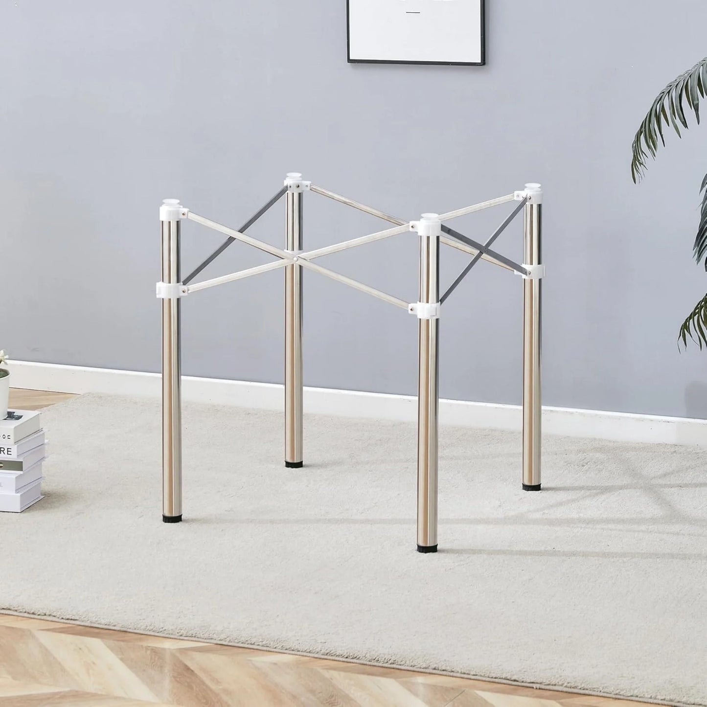Sudica 28" Adjustable Silver Metal Table Legs,Folds for Space-Saving, Supports Up to 100lbs, Modern Table legs for Tables/Dining Table/Coffee Table